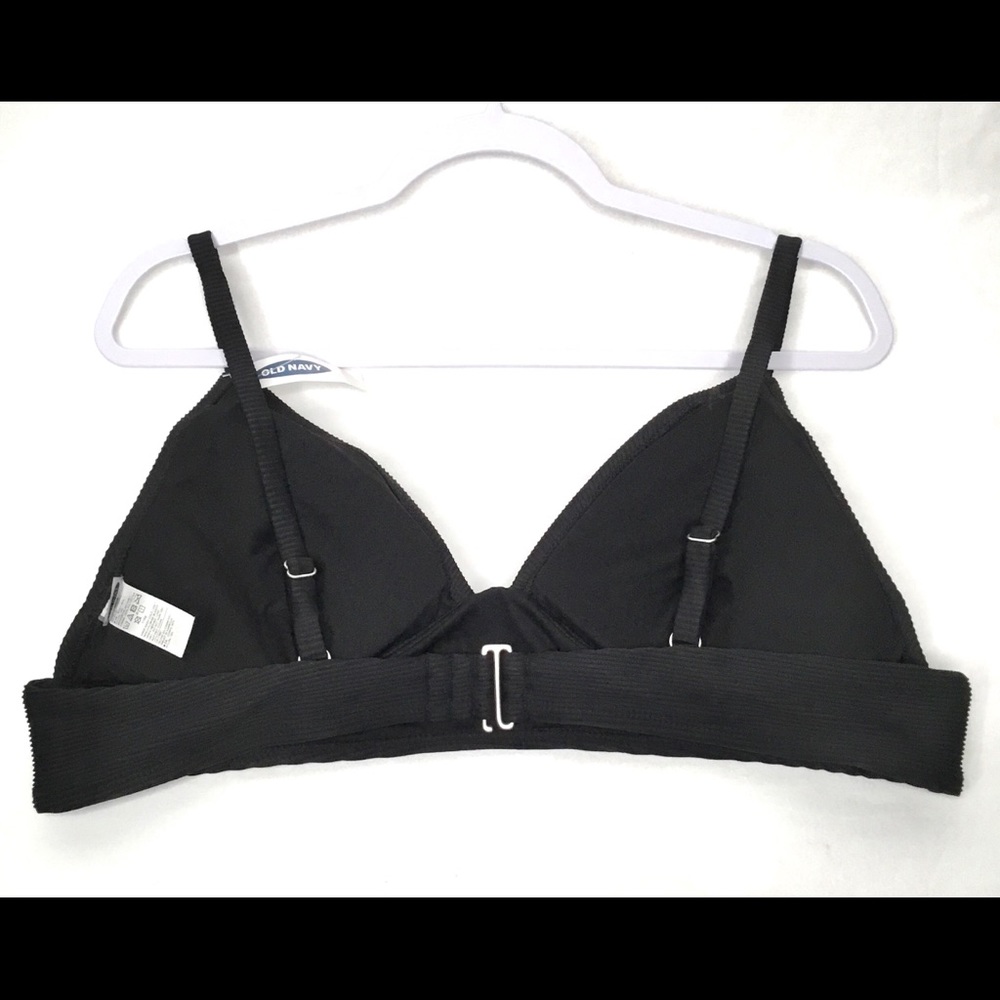 Old Navy Bikini Top XXL Black Triangle Ribbed - Picture 3 of 8